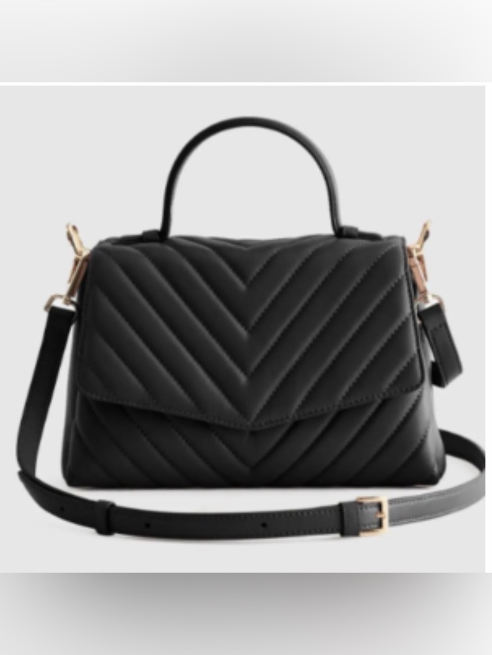 Quince Black Quilted Top-Handle Satchel with Detachable Strap